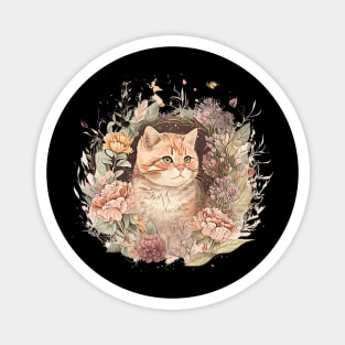 Cat in Floral Ornament, Love Cats Magnet